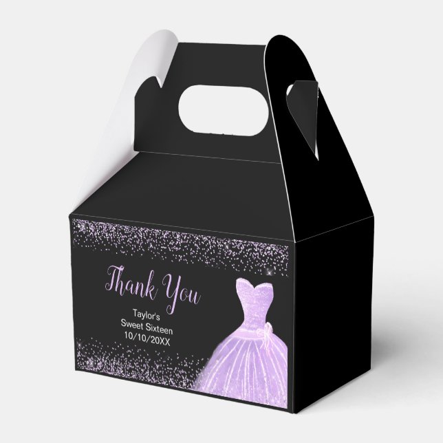 Caja Para Regalos Light Purple Dress Faux Glitter Sweet 16 Birthday (Reverso)