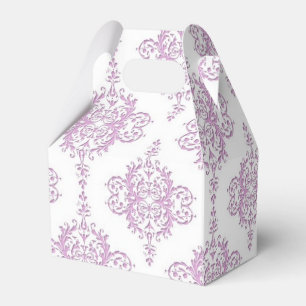Caja Para Regalos Lila y Blanco Patrón Damask