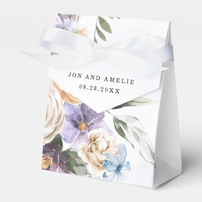 Caja Para Regalos Lilac Purple Peony Wildflowers Bouquet Boda (Front Side)