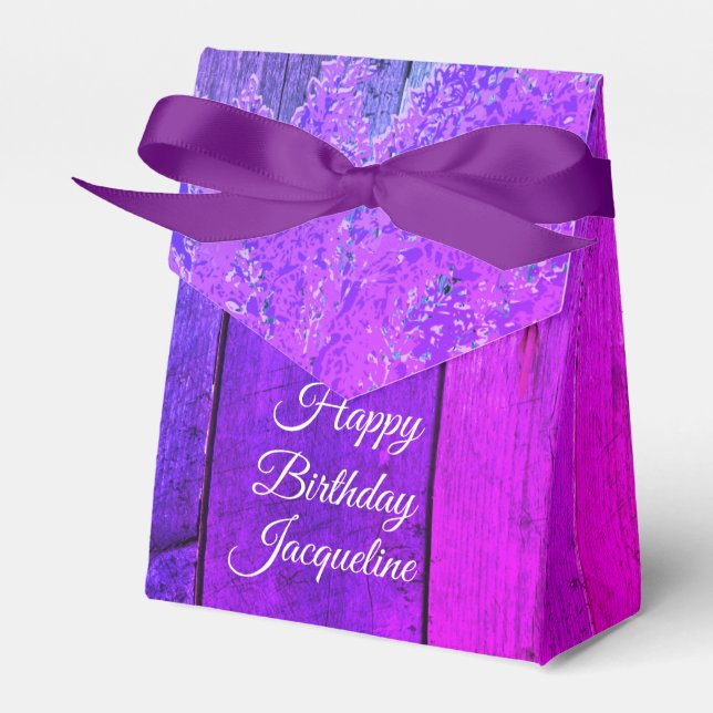 Caja Para Regalos Lilac rosa y morado rubio personalizado (Front Side)