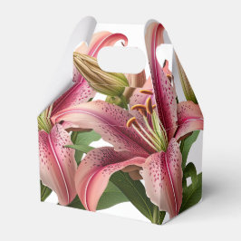 Caja Para Regalos Lilies florales rosados modernos y botánica verde