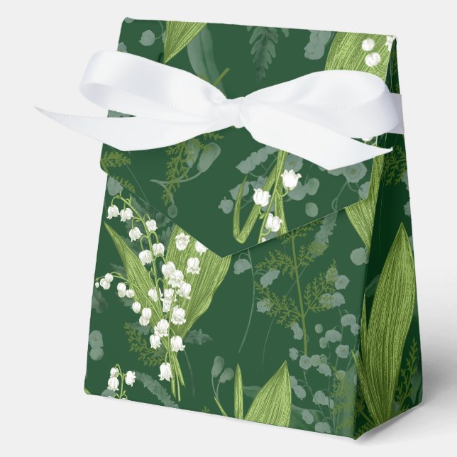 Caja Para Regalos Lily of Valley con Ferns || Verde oscuro (Anverso)