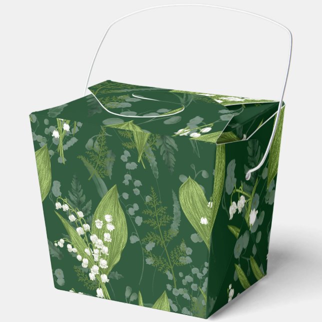 Caja Para Regalos Lily of Valley con Ferns || Verde oscuro (Anverso)