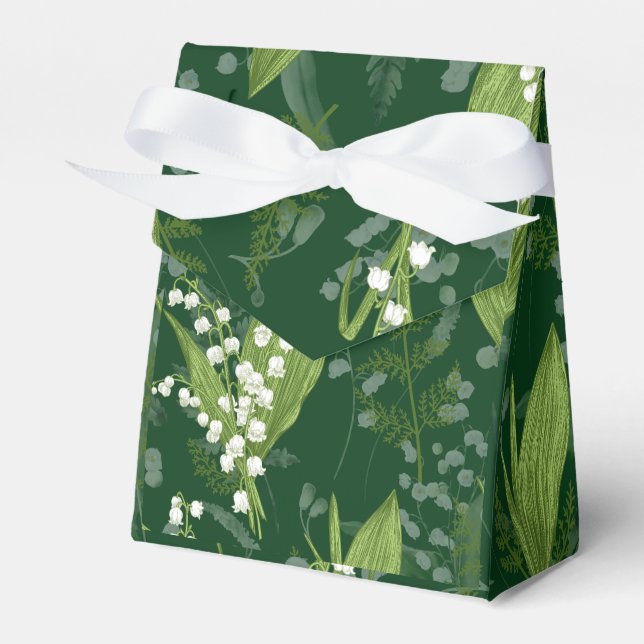 Caja Para Regalos Lily of Valley con Ferns || Verde oscuro (Front Side)
