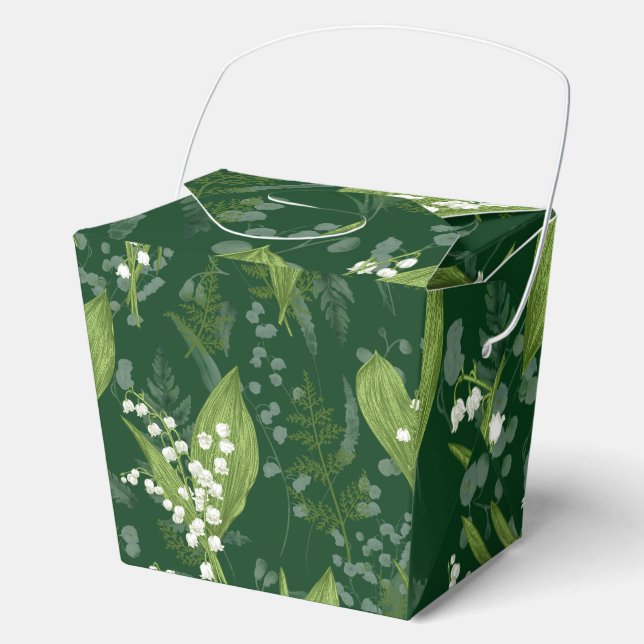 Caja Para Regalos Lily of Valley con Ferns || Verde oscuro (Anverso)