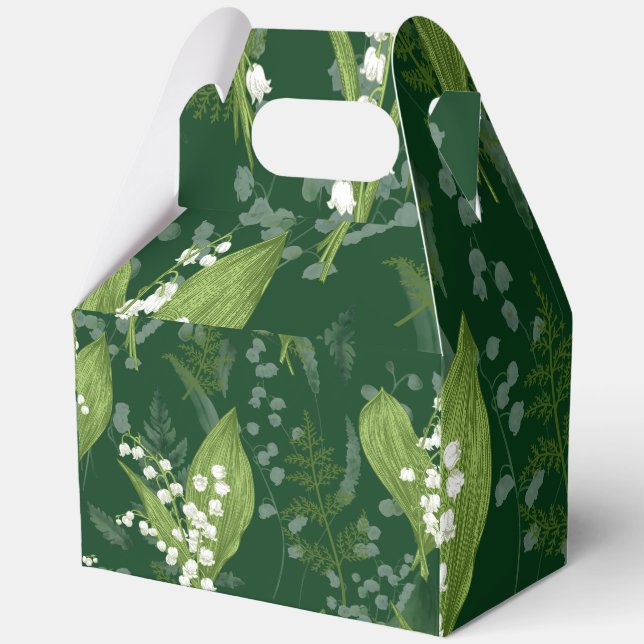 Caja Para Regalos Lily of Valley con Ferns || Verde oscuro (Anverso)