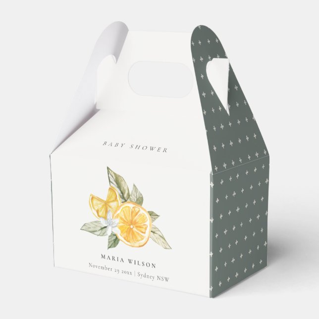 Caja Para Regalos Limón Botánico Mínimo Leafy Boho Baby Shower (Front Side)