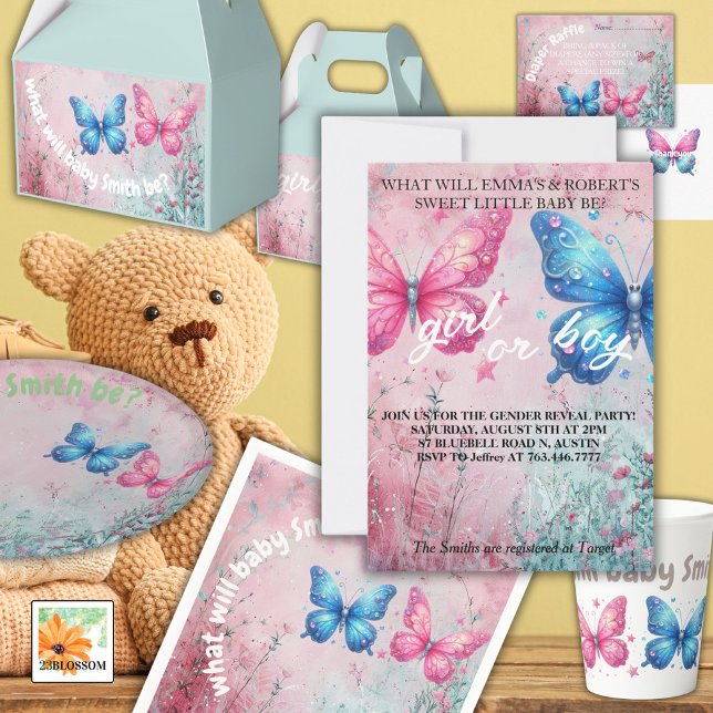 Caja Para Regalos linda mariposa Género revelar jardín Fiesta (Subido por el creador)