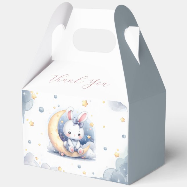 Caja Para Regalos lindo conejito sentado en la luna (Anverso)