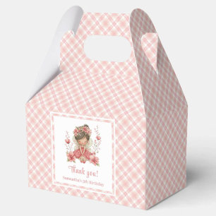 Caja Para Regalos Lindo Favor de Cumpleaños de Niña con Flores Rosad