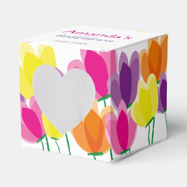 Caja Para Regalos Lindo Floral Colorido (Anverso)