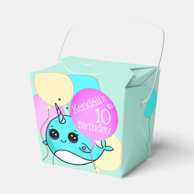 Caja Para Regalos Lindo Narval, Globos Fiesta de Cumpleaños Personal (Front Side)