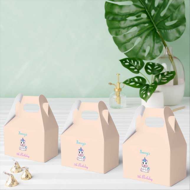 Caja Para Regalos Lindo unicornio blanco rosa (Múltiple)