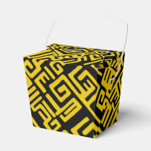 Caja Para Regalos Línea amarilla del modelo tribal africano mínimo