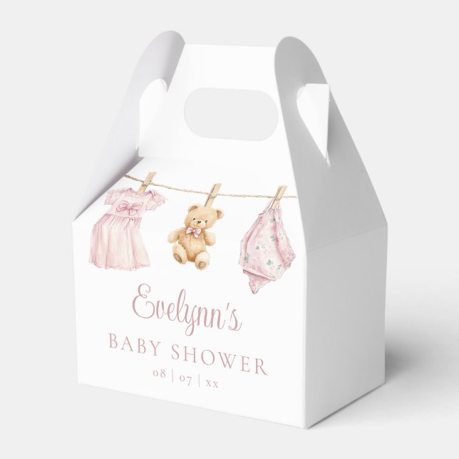Caja Para Regalos Línea de ropa boho rosa polvoriento para baby show (Front Side)