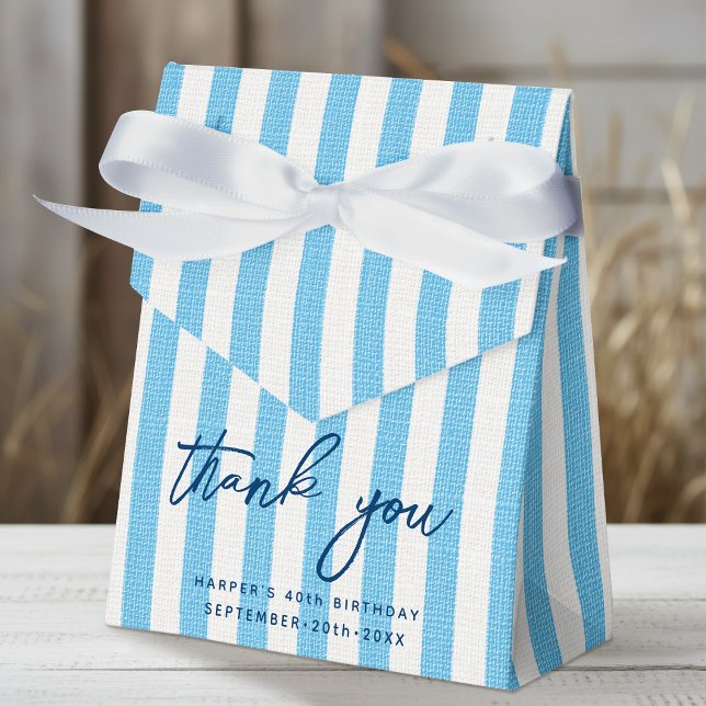 Caja Para Regalos Linen Look Striped Birthday Gracias Azul Claro (Subido por el creador)