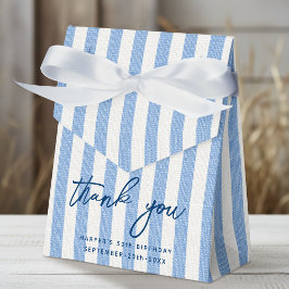 Caja Para Regalos Linen Look Striped Birthday Gracias Blue White