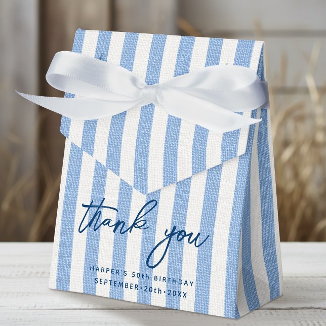 Caja Para Regalos Linen Look Striped Birthday Gracias Blue White (Subido por el creador)