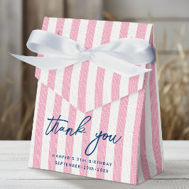 Caja Para Regalos Linen Look Striped Birthday Gracias Fiesta Rosa