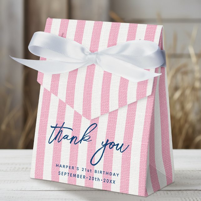 Caja Para Regalos Linen Look Striped Birthday Gracias Fiesta Rosa (Subido por el creador)