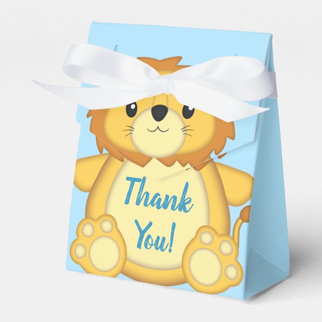 Caja Para Regalos Lion Baby Shower Blue (Front Side)