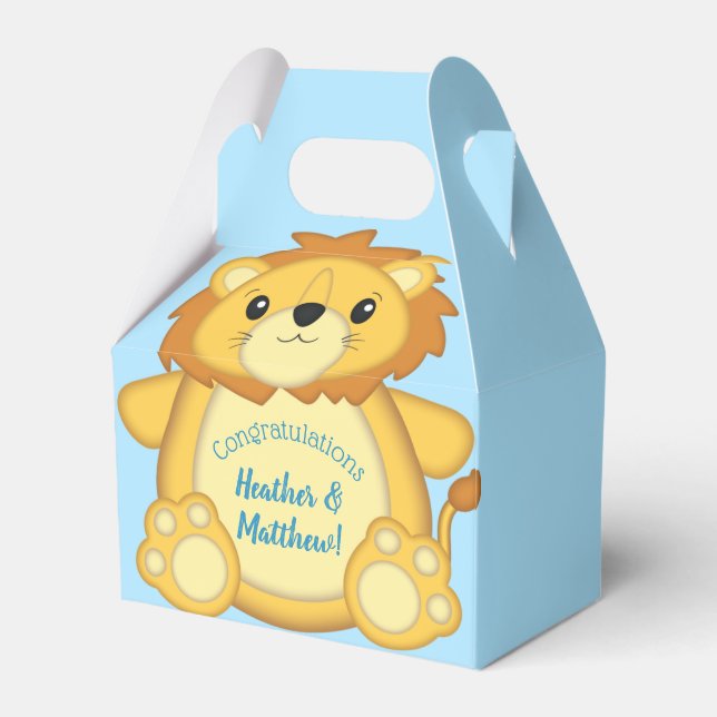 Caja Para Regalos Lion Baby Shower Blue (Front Side)