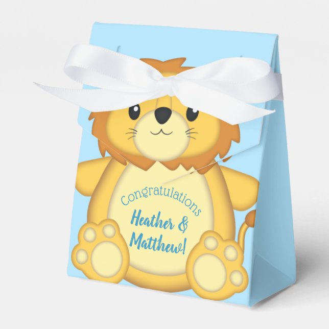 Caja Para Regalos Lion Baby Shower Blue (Front Side)