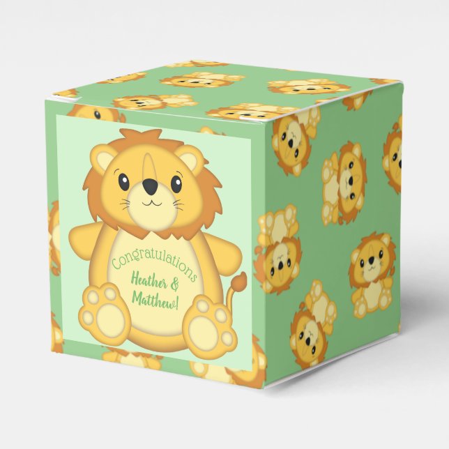 Caja Para Regalos Lion Baby Shower Green (Costado Anverso)