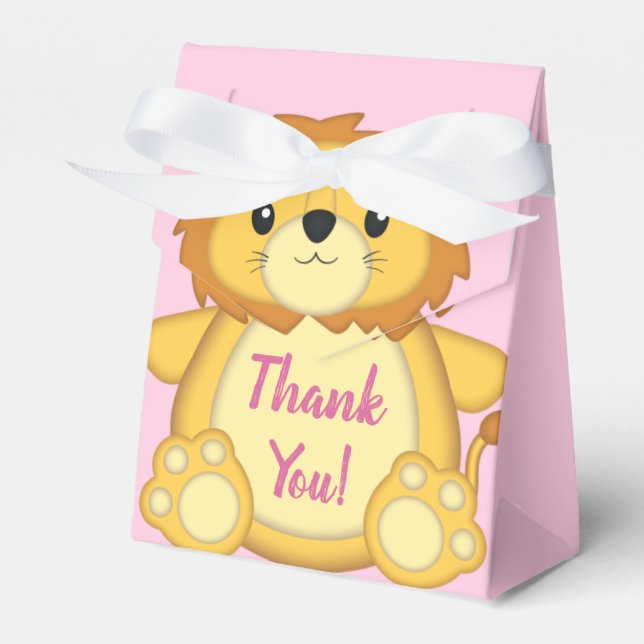 Caja Para Regalos Lion Baby Shower Pink (Front Side)