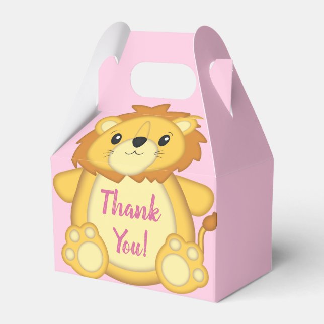 Caja Para Regalos Lion Baby Shower Pink (Front Side)