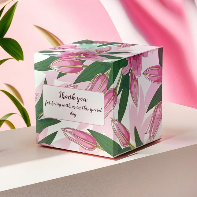 Caja Para Regalos Lirio de Pink Blooming Gracias / Bienvenida (Pink Blooming Lily Thank you / Welcome Favor Boxes)