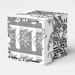 Caja Para Regalos Lirios en negro y blanco 