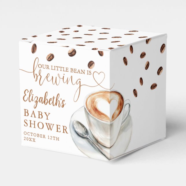 Caja Para Regalos Little Bean Is Brewing Coffee Theme Baby Shower (Costado Anverso)