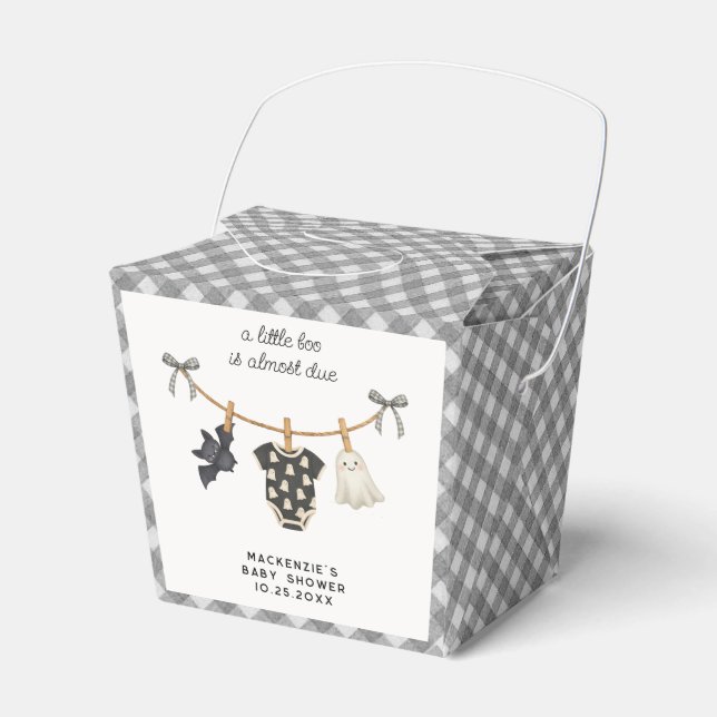 Caja Para Regalos Little Boo Gingham Halloween Baby Shower (Front Side)