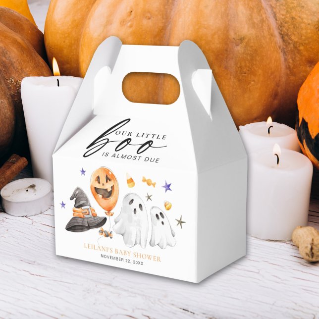 Caja Para Regalos Little Boo Halloween Baby Shower (Put your baby shower favors in this Halloween themed Little boo is almost due watercolor ghosts.)