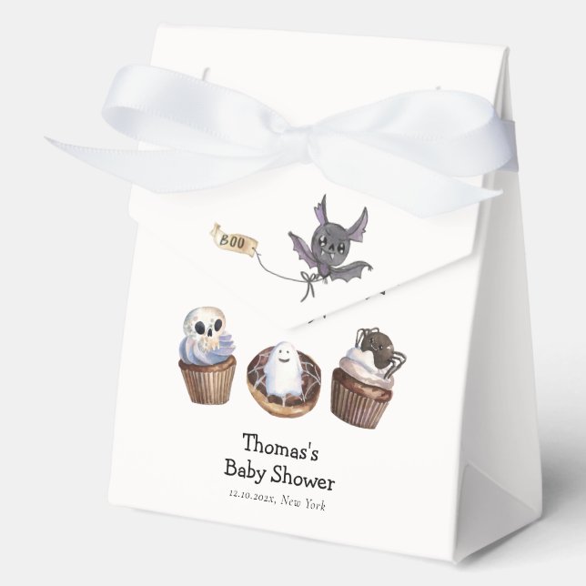 Caja Para Regalos Little Boo Halloween cupcake Baby Shower (Anverso)