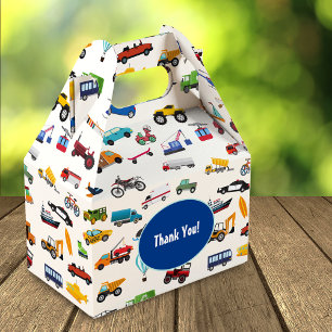 Caja Para Regalos Little Boy Cars Patrón Vehículo Paro de Cumpleaños