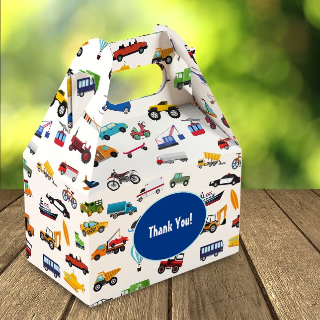 Caja Para Regalos Little Boy Cars Patrón Vehículo Paro de Cumpleaños (Subido por el creador)