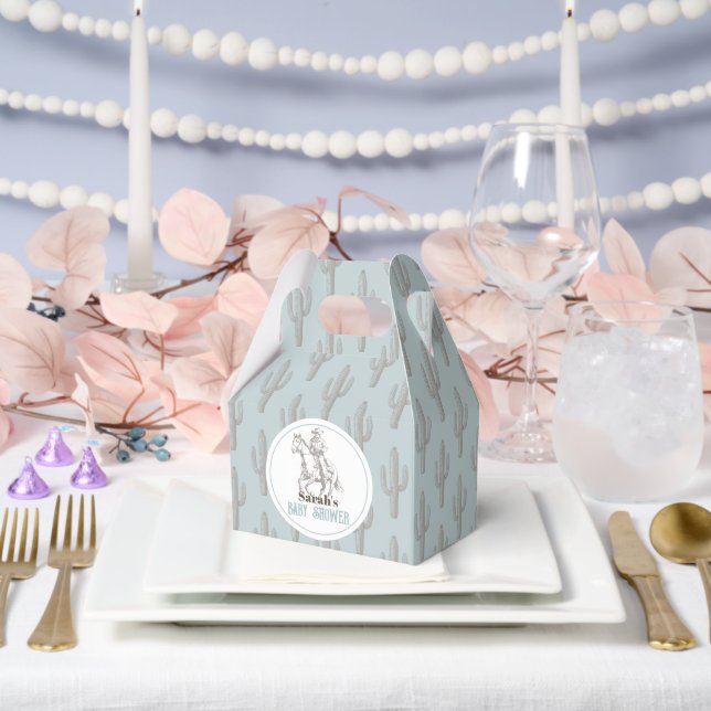 Caja Para Regalos Little Cowboy Western Blue Boy Baby Shower (Boda)