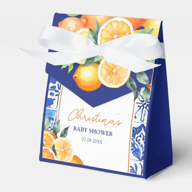 Caja Para Regalos Little Cutie Citrus Blue Tiles Baby Shower (Front Side)