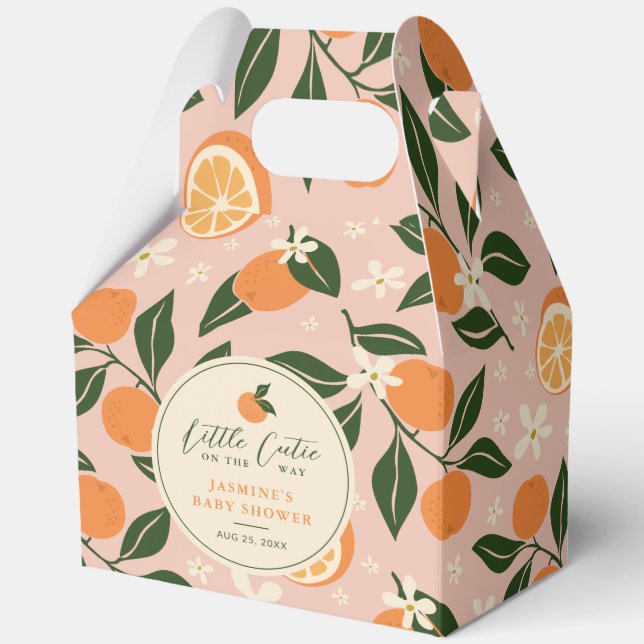 Caja Para Regalos Little Cutie Naranja Citrus Baby Shower (Anverso)