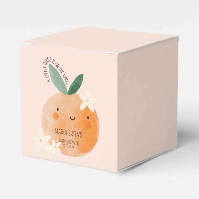 Caja Para Regalos Little Cutie Naranja Citrus Botanus Baby Shower (Costado Anverso)
