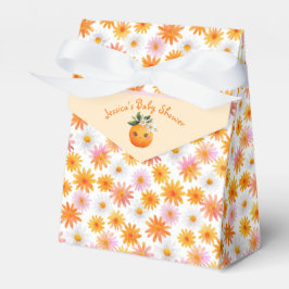 Caja Para Regalos Little Cutie Naranja Daisy Pattern Baby Shower