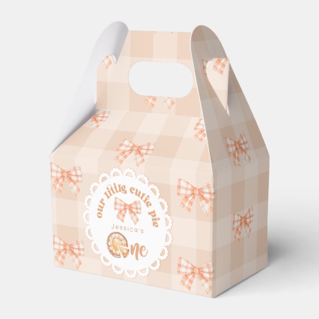 Caja Para Regalos Little cutie Pie 1er cumpleaños gingham Gracias (Front Side)