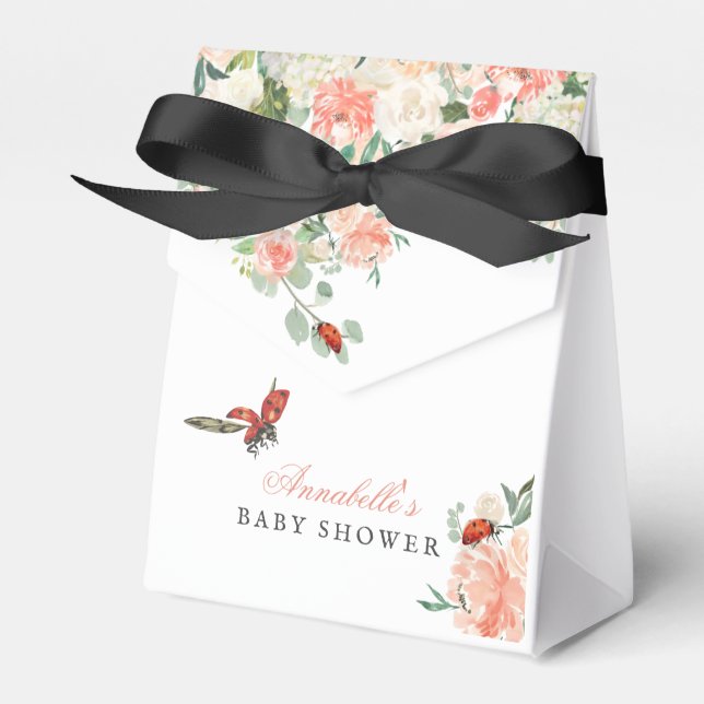 Caja Para Regalos Little Lady Ladybug Roses Girl Baby Shower (Front Side)