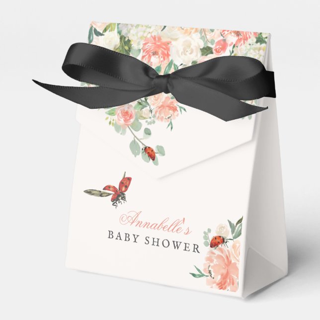 Caja Para Regalos Little Lady Ladybug Roses Girl Baby Shower (Front Side)