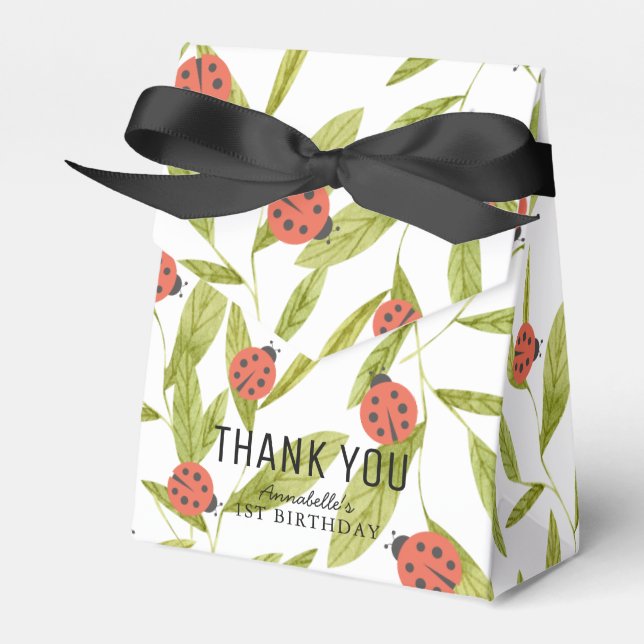 Caja Para Regalos Little Love Bug Ladybug Leaf 1st Birthday (Front Side)