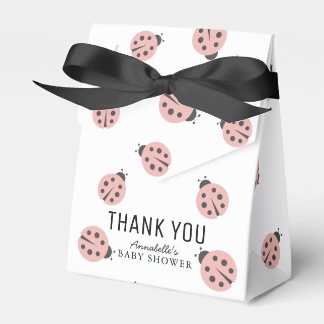 Caja Para Regalos Little Love Bug Pink Ladybug Baby Shower (Front Side)