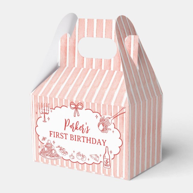 Caja Para Regalos Little Meatball Pasta Birthday Party Favor Box (Front Side)