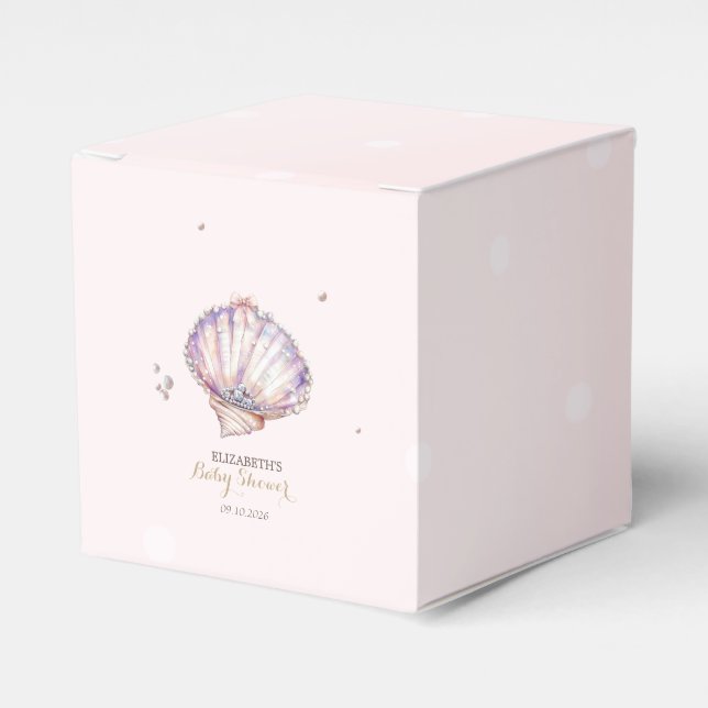 Caja Para Regalos Little Pearl Seashells Diamonds Dots Baby Shower (Costado Anverso)